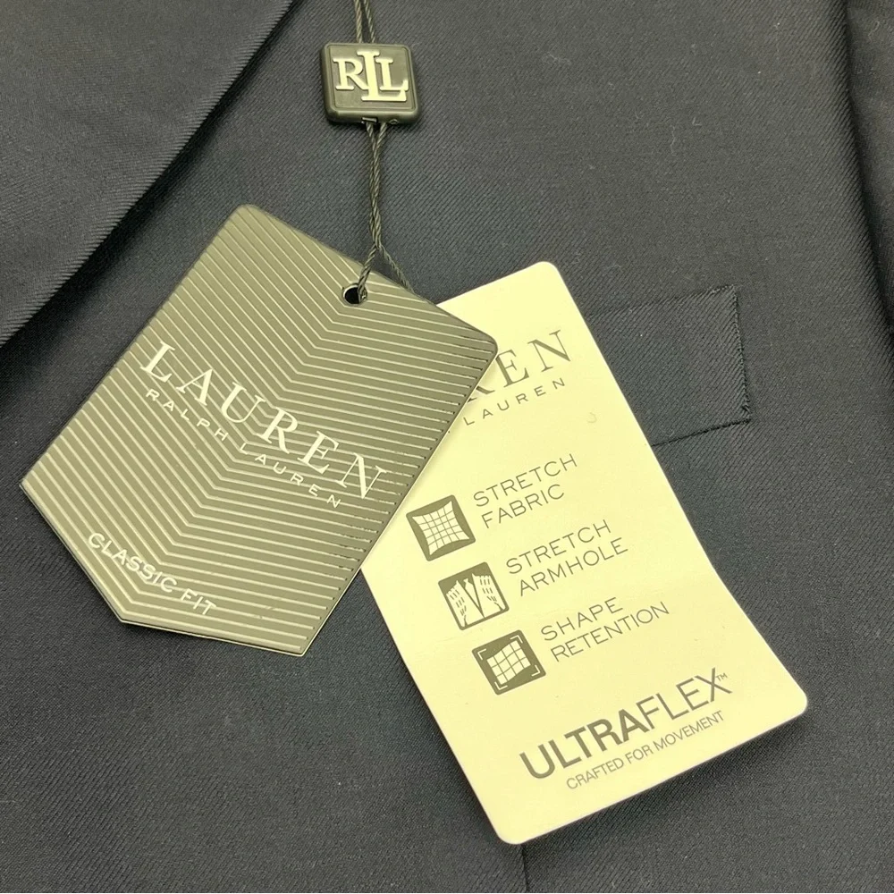 Lauren Ralph Lauren Lang Solid Navy Blue Wool-Blend Sport Coat Mens Size 46R NEW